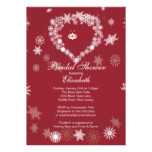 Elegant Red Snowflake Heart Winter Bridal Shower Card