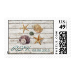 elegant seashells beach wedding save the date stamp