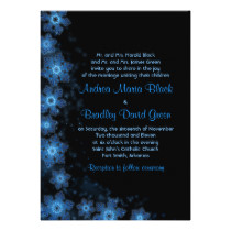 Elegant Snowflake Blue Black Wedding Invitation