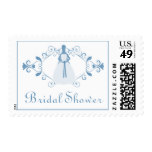 Elegant Swirls Bridal Shower Postage, Blue Postage