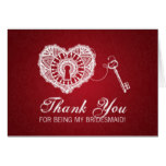 Elegant Thank You Bridesmaid Key To My Heart Red Card