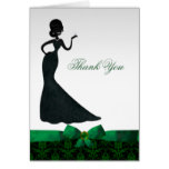 Emerald Green Damask Bridal Shower Thank You Card