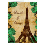 emerald green eiffel tower Paris thank you Card