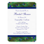 Emerald Green Royal Blue Peacock Bridal Shower Card