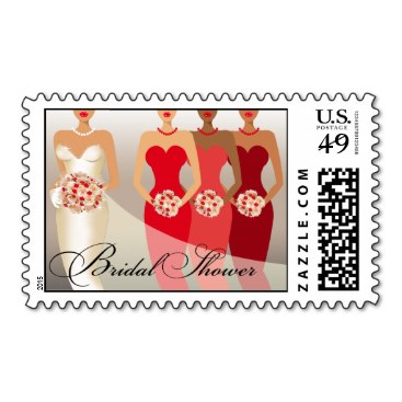 ETHNIC BRIDE Bridal Shower | red Postage Stamp