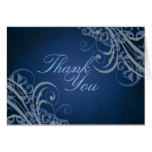 Exquisite Baroque Blue Scroll Thank You Card