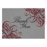 Exquisite Baroque Red Scroll White Thank You Card