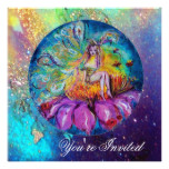 FAIRY IN THE NIGHT ,pink yellow blue  red sparkles Card