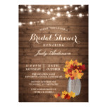 Fall Bridal Shower | Rustic Wood Mason Jars Lights Card