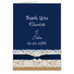 FAUX burlap lace, rustic wedding Thank You Card