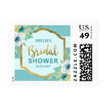 Faux Gold and Mint Floral Bridal Shower Stamp