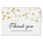 Faux Gold Foil Glitter Lights Thank You Bridesmaid Card