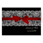 Faux lace and ribbon red ,black  wedding Thank You Card