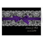 Faux lace  ribbon purple black wedding Thank You Card