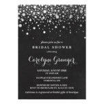 Faux Silver Foil Confetti Chalkboard Bridal Shower Card
