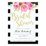 Floral Black and White Bridal Shower Invitation