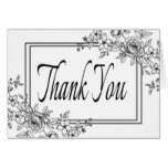 Floral Black And White Thank You Flower Card