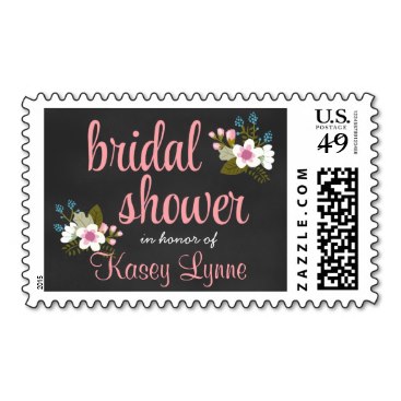 Floral Chalkboard Bridal Shower Postage Stamps