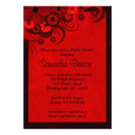 Floral Dark Red Goth Wedding Bridal Shower Invites