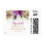 Floral Glitter Amethyst Bridal Shower Stamp