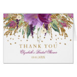 Floral Glitter Amethyst Bridal Shower Thank You Card