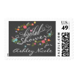 Floral Wreath Rustic Chalkboard Bridal Shower Postage Stamp