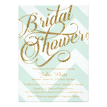 Glitter Bridal Shower Invitation, Mint Chevron Card