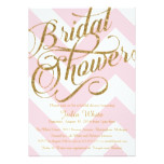 Glitter Bridal Shower Invitation, Pink Chevron Card