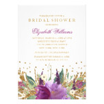 Glitter Sparkling Floral Amethyst Bridal Shower Card