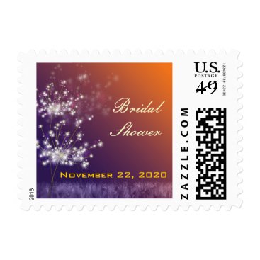 Glitzy Twilight Dandelions Bridal Shower Stamp