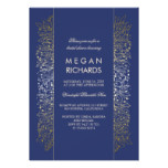 Gold and Navy Floral Vintage Chic Bridal Shower Card