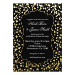 Gold Baby's Breath Floral Elegant Black Wedding Card