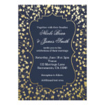 Gold Baby's Breath Floral Rustic Blue Wedding Card