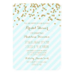Gold Blue Green Stripes Bridal Shower Invitations
