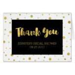 Gold Confetti Black White Bridal Shower Thank You Card