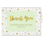 Gold Confetti Mint Green Bridal Shower Thank You Card