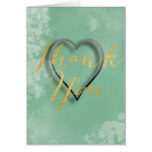 Gold Foil Lettering on Aqua Green Floral Backdrop Card