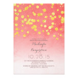 gold glitter confetti coral pink bridal shower card
