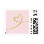 Gold Heart On Pink Postage Stamp