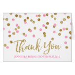 Gold Light Pink Confetti Bridal Shower Thank You Card