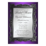 Gothic Frame Gray Purple Bridal Shower Invitations