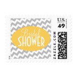 Gray Chevron & Yellow Bridal Shower Postage Stamps