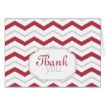 Gray & Red Chevron Modern Thank You Cards