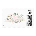 Gray Stripe and Floral Bridal Shower Stamp