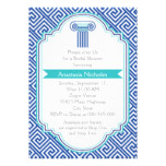 Greek key & blue column wedding bridal shower card