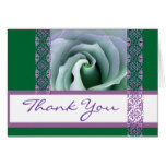 Green and Purple  Lace Rose Wedding Thank You Card