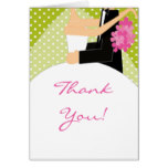 Green Bride & Groom Thank You Note Card