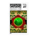 GREEN BROWN DAMASK , SHAMROCK AND  RED WAX SEAL POSTAGE
