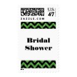 Green Chevron Glitter Bridal Shower Postage
