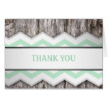 Green Chevron & Wood Rustic Thank You Cards